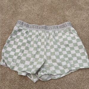 Hollister Green and White Checkered Lounge Shorts